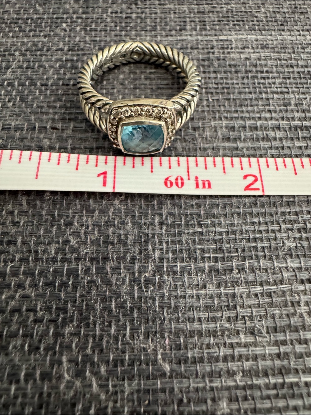 David Yurman PETITE ALBION® RING
Sterling Silver with Blue Topaz and Diamonds, - Picture 9 of 11